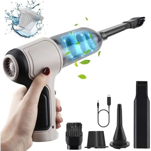 Aspirateur à main pour voiture, mini aspirateur avec fonction soufflage et aspiration, gris