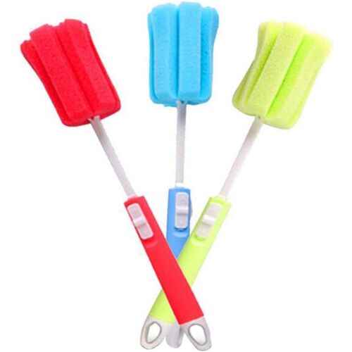 Kalanka-Lot De 3 Brosses Éponge En Mousse Avec Long Manche Réglable Pour Biberon, Cuisine, Lunettes, Tasses (Couleur Aléatoire)