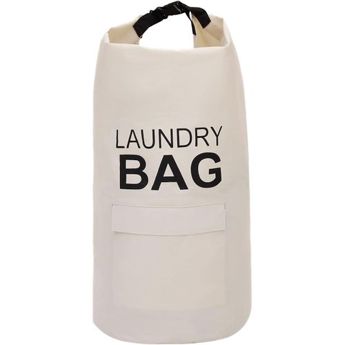 TIANYI-71L Panier à Linge en Tissu Suspendu avec Poignées - Panier Rangement Collecteur de Buanderie en Tissu Oxford, Sacs à Linge Pliable avec Bandoulière pour Salle de Bain ou Buanderie (Beige)