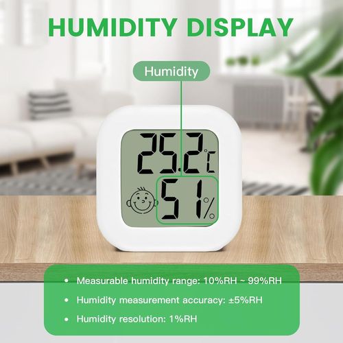 PAIRIER Lot de 4 mini thermomètres et hygromètres LCD pour intérieur et extérieur, adaptés aux chambres d'enfants, aux chambres de personnes âgées, etc.