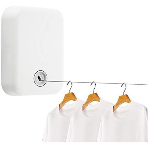Portant À Vêtements D'intérieur Rétractable - Usage Intensif - Rétractable Et Invisible - Blanc