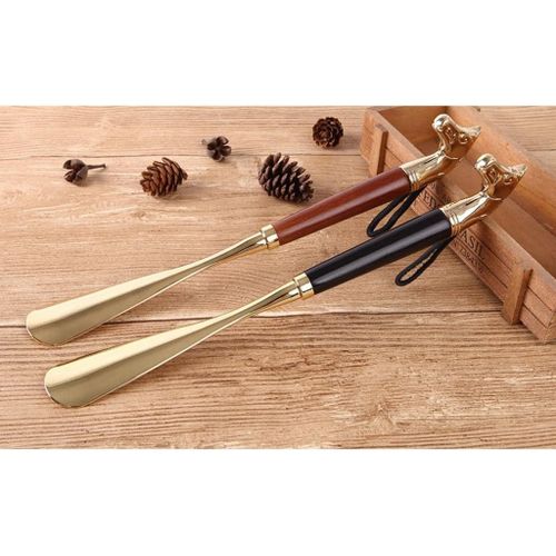 Chausse-Pied Long Vintage En Métal Noir Avec Cheval 32 Cm