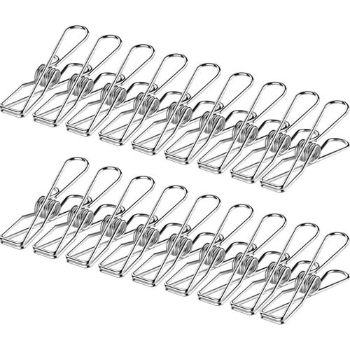 Lot de 50 pinces à linge en acier inoxydable pour chaussettes et vêtements - Usage quotidien