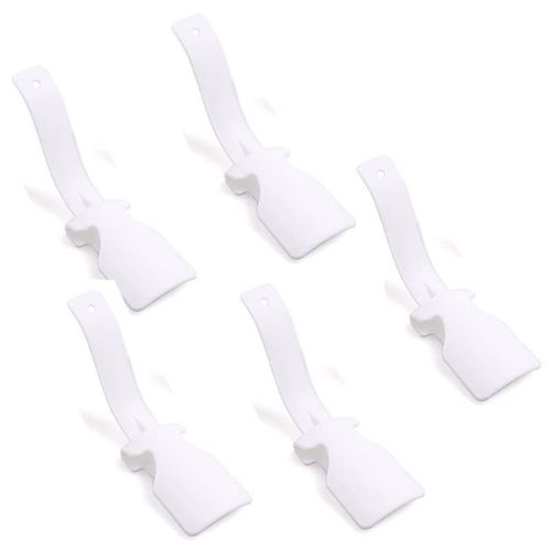 Lot De 5 Chausse-Pieds Portables Blancs À Manche Court, Faciles À Enfiler Et À Retirer, En Plastique, Pour Hommes Et Femmes