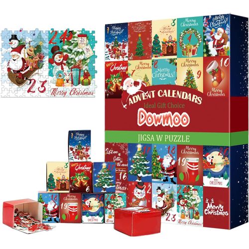 Calendrier de l'avent 2023 Puzzle, 24 Boîtes de Calendriers de l'Avent père Noël Cadeau de Puzzle pour Femmes Hommes Enfants Calendrier de l'Avent Cadeau Ado Garçon Fille Cadeau Couple de Noël de Do