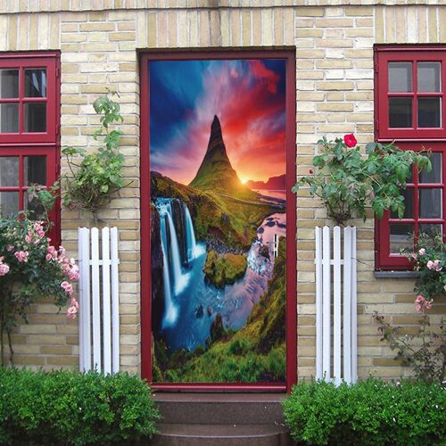 Autocollant de porte 77x200cm, papier peint 3D effet trompe-l'?il (Style 15)