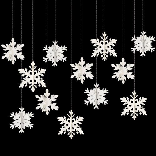 12 Pièces De Noël, Flocon De Neige, Les Décorations, Noël 3d Pendaison De Pendentifs Pour Les Décorations De Fête Et D'arbre De Noël