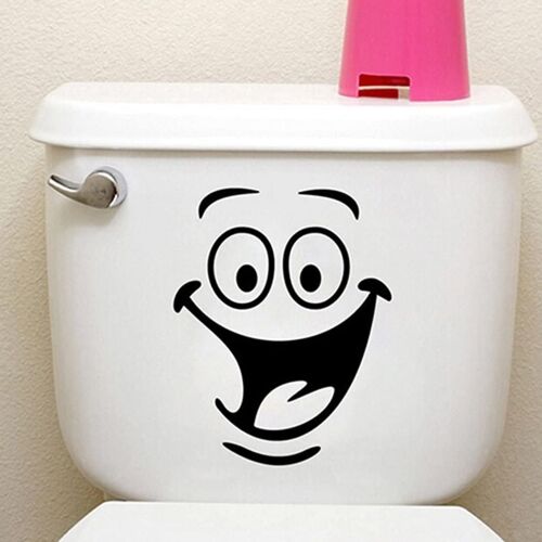 Toilette smiley visage autocollants drôle salle de bain cuisine stickers muraux couvercle de toilette autocollants mur art bricolage mur art décoration