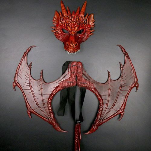 Costume De Cosplay D'ailes De Dragon Démoniaque Pour Halloween Mardi Gras (Rouge) Pour Adulte Et Enfant