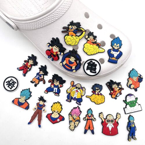 Lot De 22 Breloques Pour Chaussures Crocs, Thème Dragon Ball, Pour Décoration De Sabots, Sandales, Accessoires, Cadeaux