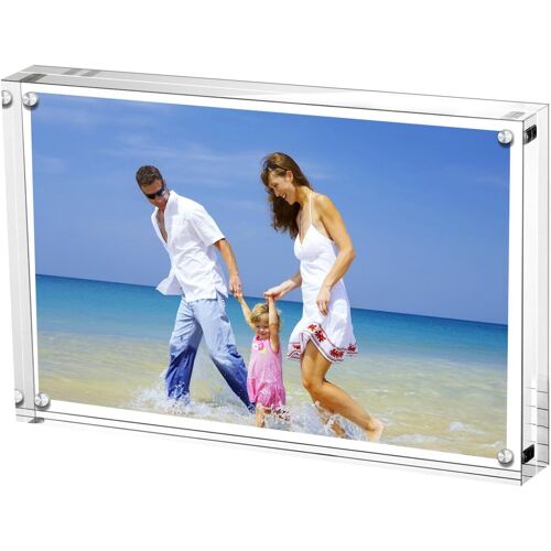 KALANKA-Cadre de Photo Magnétique, Cadres de Photos Acryliques, Contient 10 x 15 cm de Photos, 10 + 10 mm D'épaisseur Ecran de Carte de Visite sans Cadre - Transparent
