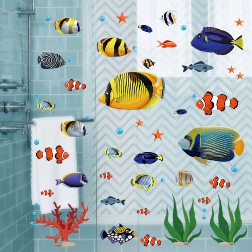 Cartoon Cute Little Fish Water Plant Children's Room Kindergarten Commercial Wall Decoration Wall Stickers