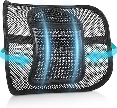 Coussin Soutien Lombaire, Maille Support Dorsal Pour Flux D'air, Ergonomique Coussin Lombaire, Pour Chaise De Bureau À Domicile, Siège De Voiture, Soulagement De La Douleur Au Dos, Noir