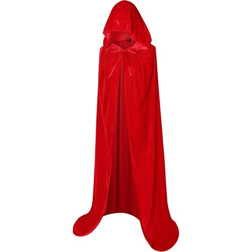 (Rouge, 170 Cm) Cagoule Longue En Velours Pour Déguisement D'halloween