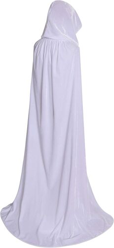 (Blanc, 150 cm) Cape en velours cagoule pleine longueur Costumes de cape fantaisie d'Halloween