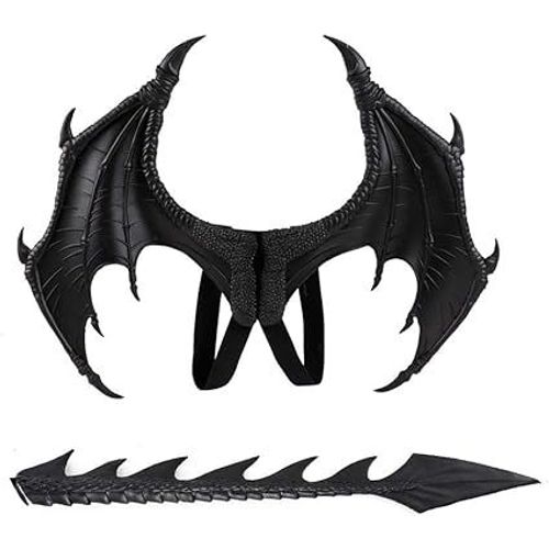 Noir Démon Dragon Ailes Costume De Cosplay (Aile De Queue) Pour Halloween, Mardi Gras, Pour Les Adultes Et Les Enfants