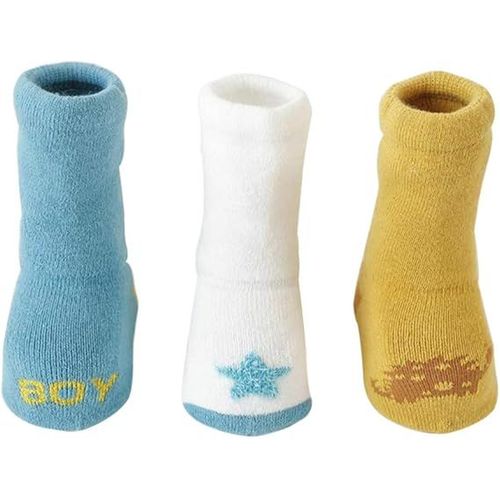 Lot De 3 Paires De Chaussettes Épaisses Antidérapantes Pour Bébé Et Enfant, Chaussettes Hautes En Coton Pour Garçons Et Filles, C