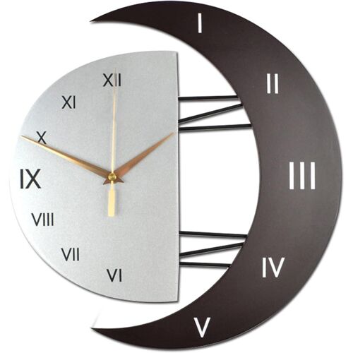 Horloge Murale Moderne Design Silencieuse Horloge Cuisine Cadre en Forme de Lune Créative Horloge de Décoration pour la Maison (45*46)