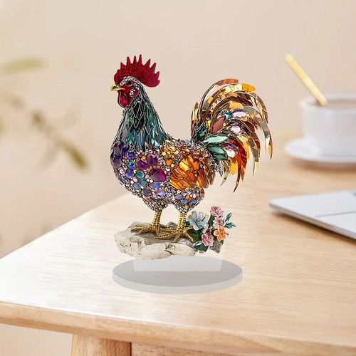 Décorations d'animaux en forme de coq en acrylique plat 2D