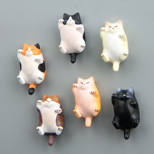 Pack de 6 Chat Mignon, Aimants pour Réfrigérateur, Bureau Aimants, Mignon, Aimants pour Réfrigérateur, 3D Chat des Aimants pour le Frigo, 6 Pack, Cuisine, Maison, Bureau, Tableau blanc