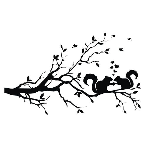 Autocollants muraux amovibles en vinyle pour chambre d'enfant, motif écureuil sur branches d'arbre, 57 x 35 cm