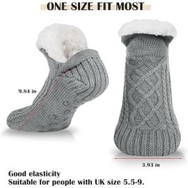 Slippers Slippers Women Men-Slipper Socks, Slipper Knitted Fleece Slipper Non-Slip Lined Fur Lined Winter Warm For 37-41¿Grey