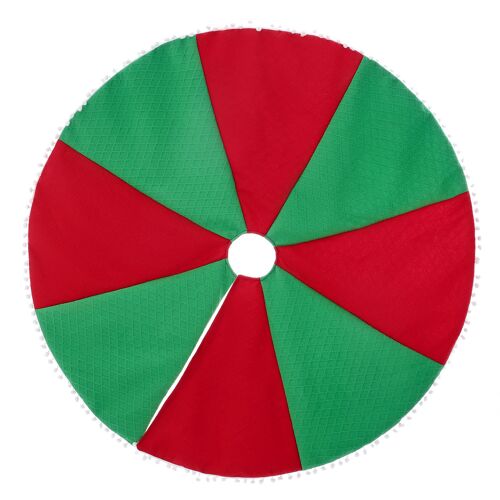 100cm Jupe d'Arbre de Noël, Arbre de Noël Stand de Couverture, Décoration d'Arbre de Noël, Joyeux Jupe d'Arbre de Noël Arbre de Noël Tapis, Rouge et Vert Patchwork Jupe d'Arbre