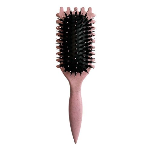 Brosse À Cheveux Bouclés - Brosse À Boucles, Brosse De Coiffage Pour Démêler, Brosse À Cheveux En Poils De Sanglier, Rose 