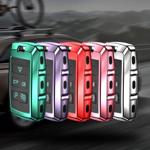 Coque De Clé De Voiture Argentée Pour Land Rover Discovery Evoque Lr4 Range Rover Sport Jaguar Xe Xf F-Pace, Porte-Clés En Tpu, Porte-Clés En Alliage, Étui De Clé À Distance À 5 Boutons