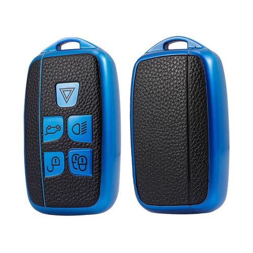 Coque De Clé De Voiture (Bleue) Pour Land Rover Defender Discovery Evoque Lr4 Range Rover Sport Freelander Jaguar Velar Vogue, Coque De Clé Evoque, Coque De Clé Range Rover En Tpu - 5 Boutons