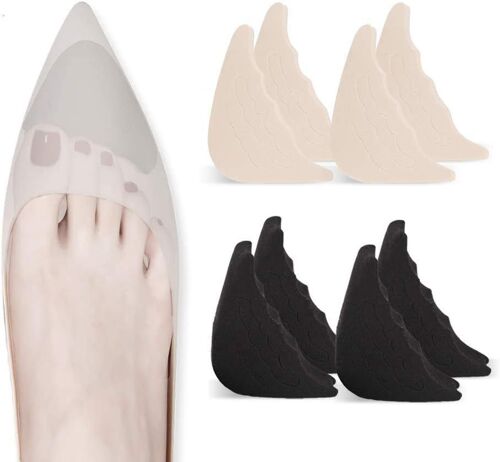 Semelles De Remplissage D'orteils Ajustables Pour Chaussures Surdimensionnées, Pour Femmes Et Hommes, Unisexe, Escarpins, Ballerines, Baskets - Noir + Beige