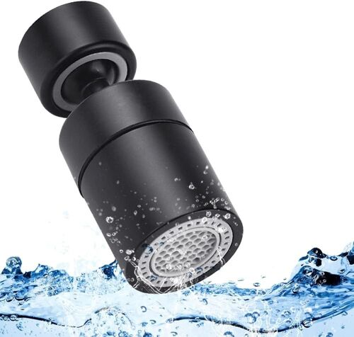 (Noir)Aérateur de Robinet d'Évier Universel Lation et ABS Embout Robinet Cuisine 360° Pivotant 2ème Vitesse Filtre Économiseur d'Eau Pivotant 22MM Mousseur pour Cuisine Salle de Bain Lavabo