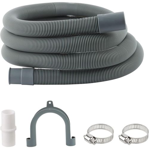 SUBZONAL-Tuyau Lave-Linge 2m, Rallonge de Tuyau Vidange pour Machine à Laver, Avec Raccord Vidange et 2 Clips, Pour Laveuse, Lave-Vaisselle et Sécheuse (2M)