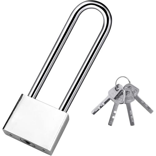 Cadenas à clé Cadenas Robuste à anse longue avec 4 clés, cadenas Sécurité Etanche Exterieur verser de l'entrepôt, garage, jardin, Clôtures-30mm
