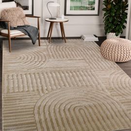 Tapis Salon 200x290 Cerabi Beige Tapis Tendance