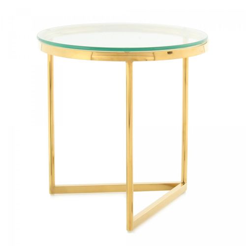 Table Basse Fait Main En Acier Inoxydable Epo 50x50 Clair Et Or