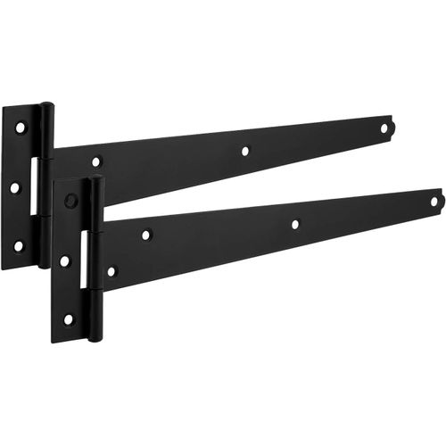 MEVRONISSHOP-Lot de 2 charnières noires en T de 150 mm, en métal avec revêtement résistant aux intempéries et à la rouille, charnières en T idéales pour une utilisation extérieuree