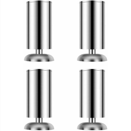Lot de 4 pieds de meuble ronds en acier inoxydable pour placard de cuisine (50 x 80 mm) - Tapis en caoutchouc - Sûrs et silencieux