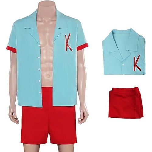 (M) Costume Barbies Ken Pour Hommes Cosplay Film Barbies Ken Loisirs Vêtements De Plage Chemise Et Pantalon 2 Pièces Tenue Pour Déguisement Halloween Carnaval Fête Costume