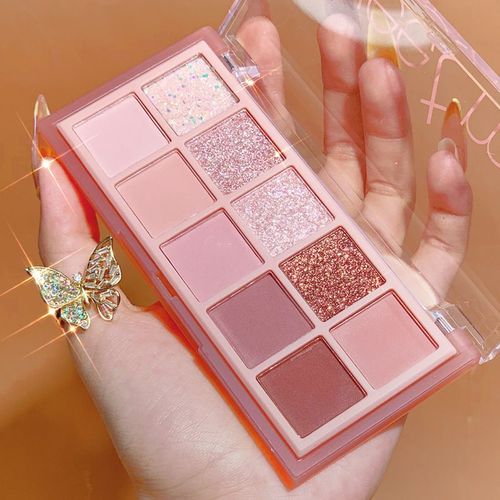 Palette De Fards À Paupières 10 Couleurs, Palette De Maquillage Pour Les Yeux Pailletée, Hautement Pigmentée, Effet Naturel, Estompable Et Longue Tenue, Format Voyage 