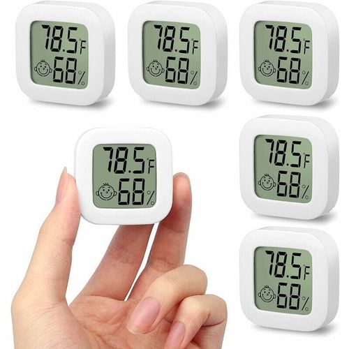 5pcs Mini Portable LCD Thermomètre Hygromètre Température Intérieure Humidité Compteur de Haute Précision -58°F -158¿ 10% à 99% RH Numérique Capteur d'Humidité pour la Salle de Séjour Chambre à coucher