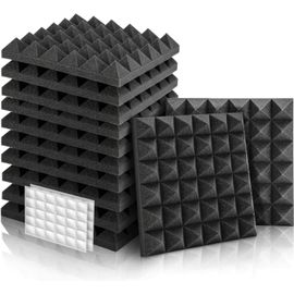 Double-Face Mousse Acoustique de la Pyramide, des Autocollants, des Pack de 12 Mousse Acoustique pour le Podcasting, les Studios, les Bureaux, la Maison de l'Apprentissage, Ab