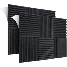 Acoustique Panneaux de Mousse, Pack de 12 Auto-Adhésif Ignifuge Panneaux Acoustiques, anti-Bruit Mousse, pour le Podcasting, Studio d'Enregistrement, des Bureaux, 30 x 30 x 2,5 cm