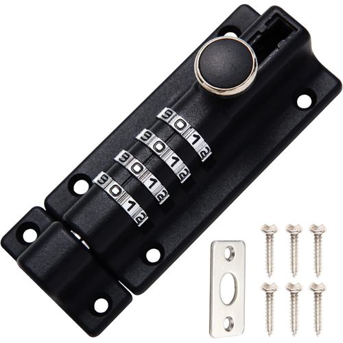 Loquet De Verrouillage À Combinaison À 4 Chiffres 120Mm Verrou De Porte À Code Avec Vis De Fixation Résistant Aux Intempéries Pêne Coulissant Inviolable Portai Abri De Jardin Garage Clôture