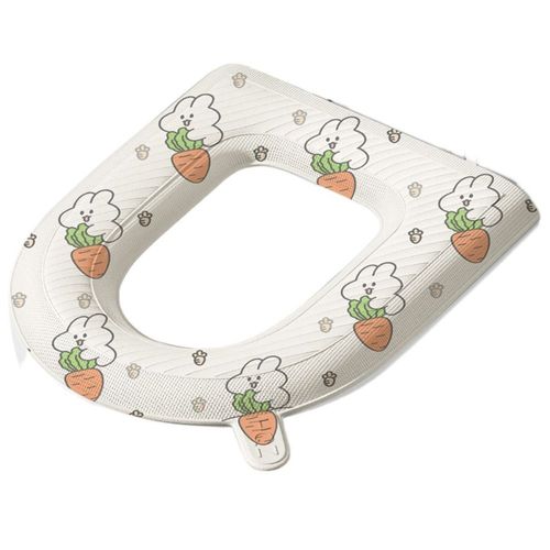 (Style 1)Universel De Couverture De Siège De Toilette Avec Poignée Plus Épais Adhésif De Toilette Tapis Imperméable De Bande Dessinée Mignonne De Salle De Bains