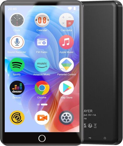 acdsgd-96Go Lecteur MP3 et MP4 Bluetooth avec WiFi, Lecteur MP3 Android avec Spotify, Audible, Deezer, Play Store, 4,02"" Écran Tactile pour Musique à Son Haute Fidélité Lecteur MP4 avec Haut-Parleur, Radio