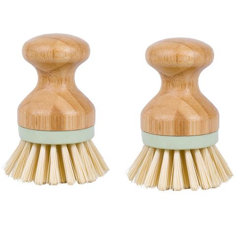 Bambou Palm Brosse, Brosse de nettoyage pour le Nettoyage de la Vaisselle Plate Casseroles Éviers de Cuisine, Set de 2