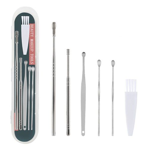 Kit De Nettoyage Des Oreilles En Acier Inoxydable 6 Pièces Argent 