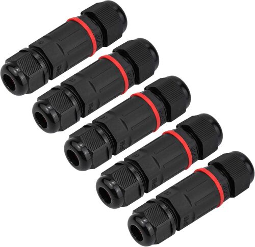 PCS 3 Noyaux Connecteur Électrique Éxterieur Etanche Boîtier de Jonction Boite de Jonction IP68 pour Diamètre de Câble 6mm - 12mm Noir
