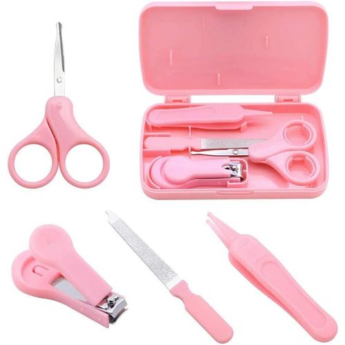 Soins Des Ongles Pour Bébé, Ensemble Rose 4 En 1 : Coupe-Ongles, Ciseaux À Ongles, Lime À Ongles, Pince À Épiler ¿ Soins Pour Nouveau-Nés, Bébés Et Enfants